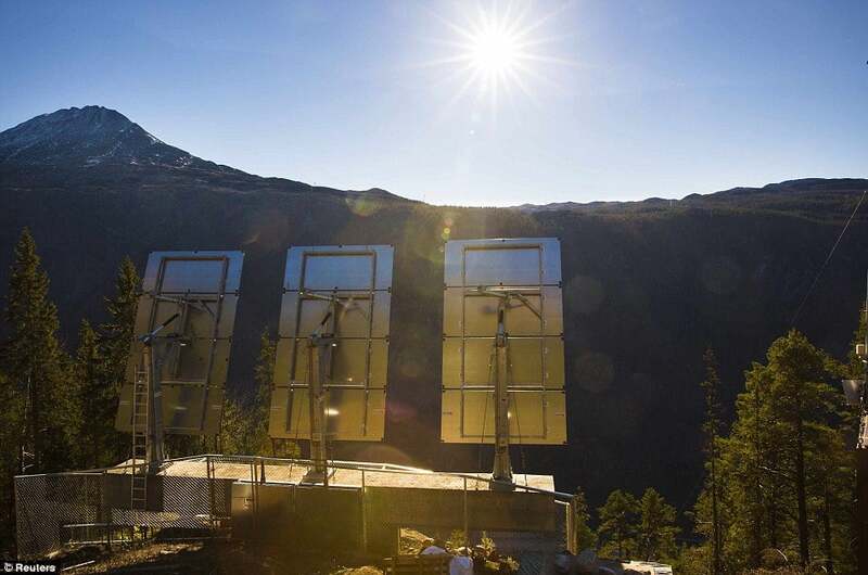 Sistema de espejos pueblo de Rjukan, en Noruega
